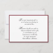 Deep Red Gift Insert Informatie Kaart voor bruilof (Voorkant)