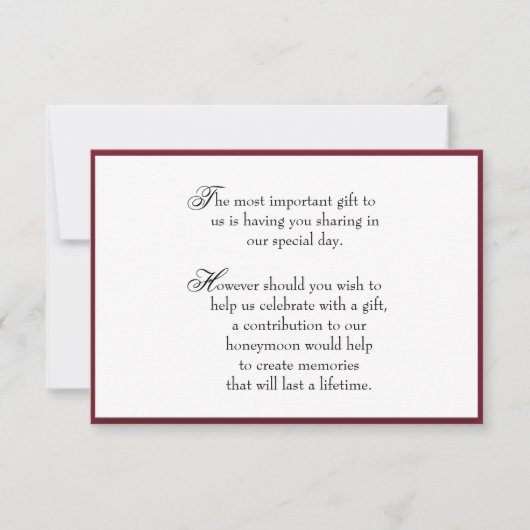 Deep Red Gift Insert Informatie Kaart voor bruilof (Voorkant)