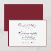Deep Red Gift Insert Informatie Kaart voor bruilof (Voorkant / Achterkant)