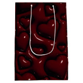 Deep Red Glossy Hearts Gift Bag Medium Cadeauzakje (Achterkant)