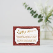 Deep Red & Gold Confetti Display Shower Cadeaukaar Informatiekaartje (Staand voorkant)