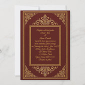 Deep Red & Gold Embossed filigraan foto uitnodigin Kaart (Voorkant)
