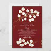 Deep Red Gold groen Eucalyptus bruiloft Kaart (Voorkant)