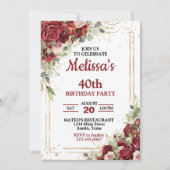 Deep Red & Gold Lijst Rozen elk jaar Kaart (Voorkant)