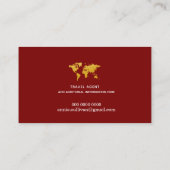 Deep Red Gold Wereldkaart reisagent Visitekaartje (Achterkant)