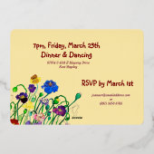 Deep Red & Gold Wild Poppy 40e verjaardag Folie Uitnodiging (Achterkant)