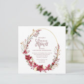 Deep Red Gold Winter Calligraphy Vrijgezellenfeest Kaart (Staand voorkant)