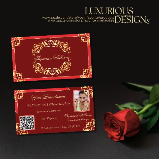 Deep Red Golden  met foto en QR-code Visitekaartje