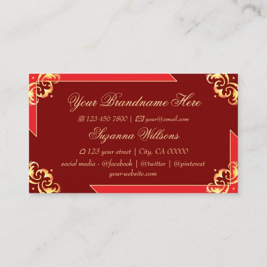 Deep Red Golden  met Logo Sophisticated Visitekaartje (Achterkant)