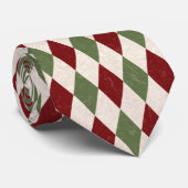 Deep Red & Green Christmas Argyle stropdas (Opgerold)