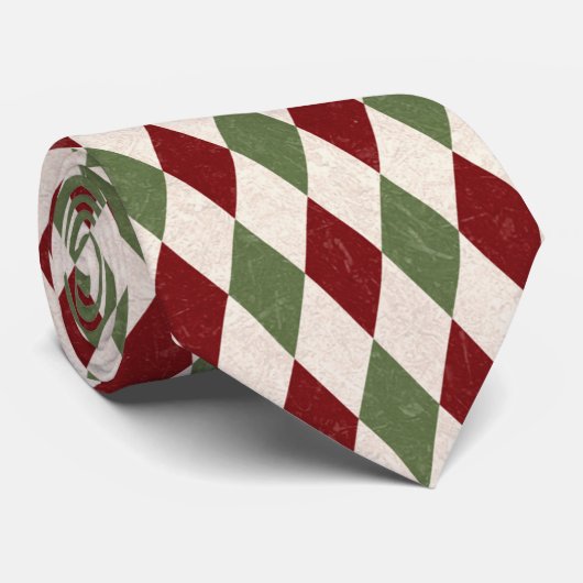 Deep Red & Green Christmas Argyle stropdas (Opgerold)