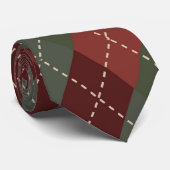 Deep Red & Green Christmas Argyle stropdas (Opgerold)