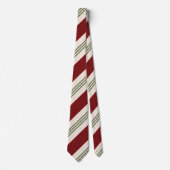 Deep Red & Green Stripe Kerststropdas Stropdas (Voorkant)