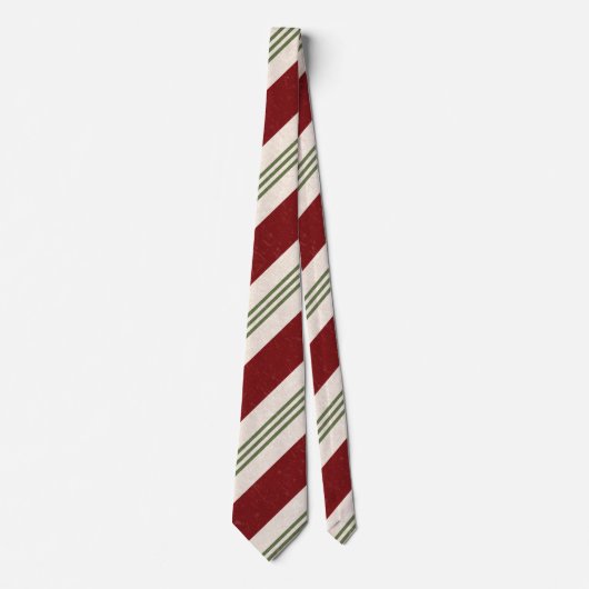 Deep Red & Green Stripe Kerststropdas Stropdas (Voorkant)