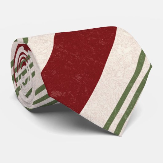 Deep Red & Green Stripe Kerststropdas Stropdas (Opgerold)