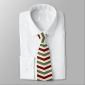 Deep Red & Green Stripe Kerststropdas Stropdas (Gebonden)