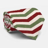 Deep Red & Green Stripe Kerststropdas Stropdas (Opgerold)