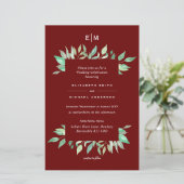 Deep Red Greenery Leaves Budget Wedding nodigt A9  (Staand voorkant)