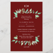 Deep Red Greenery Leaves Budget Wedding nodigt A9  (Voorkant)