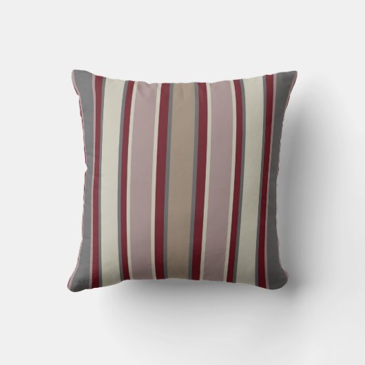 Deep Red, grijs Mauve beige Stripe Mode 5 Kussen (Achterkant)