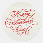 Deep Red Happy Valentines Day Calligraphy Ronde Sticker (Voorkant)