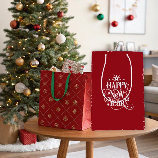 Deep Red Holiday Nieuwjaar Medium Cadeauzakje
