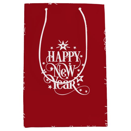 Deep Red Holiday Nieuwjaar Medium Cadeauzakje (Voorkant)
