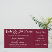 Deep Red Jack en Jill Shower Ticket Invitation (Staand voorkant)