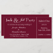 Deep Red Jack en Jill Shower Ticket Invitation (Voorkant / Achterkant)