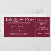Deep Red Jack en Jill Shower Ticket Invitation (Voorkant)