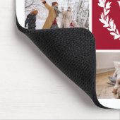 Deep Red Laurel Wreater Monogram Photo Collage Muismat (Hoek)