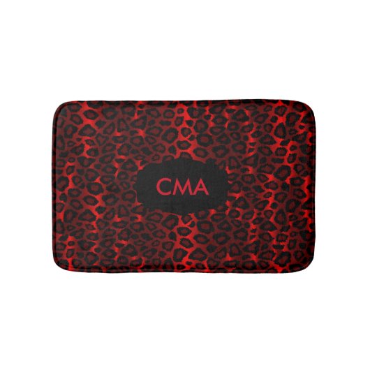 Deep Red Leopard Monogram Patroon Badmat (Voorkant)
