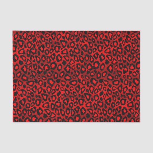 Deep Red Leopard Wild Cat Animal Print Tissuepapier (Voorkant)