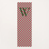Deep Red & Light Green Checkerboard Monogramed Yogamat (Voorkant)