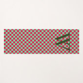 Deep Red & Light Green Checkerboard Monogramed Yogamat (Voorkant (horizontaal))