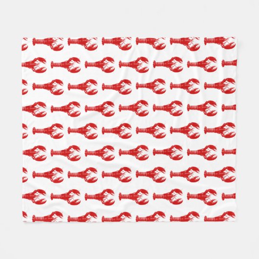 Deep Red Lobster op White Fleece Deken (Voorkant (Horizontaal))