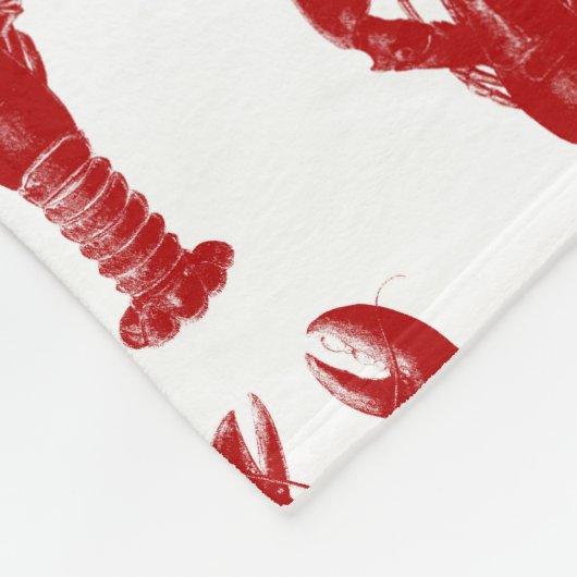 Deep Red Lobster op White Fleece Deken (Hoek)