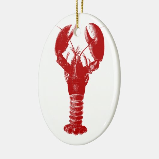 Deep Red Lobster op White Keramisch Ornament (Links)