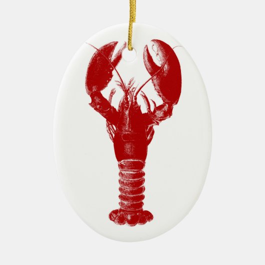 Deep Red Lobster op White Keramisch Ornament (Voorkant)