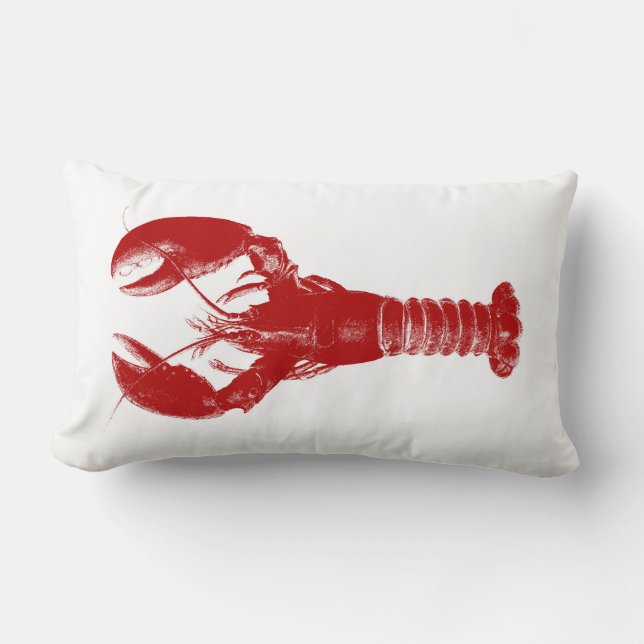 Deep Red Lobster op White Kussen (Voorkant)