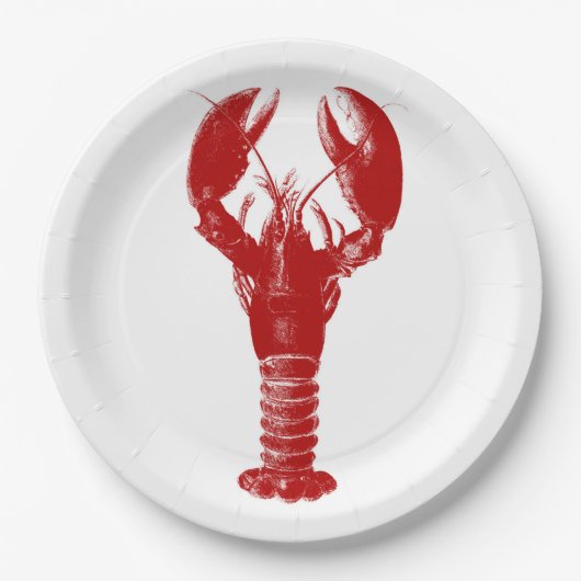 Deep Red Lobster op White Papieren Bordje (Voorkant)