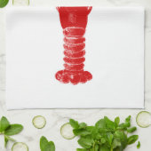 Deep Red Lobster op White Theedoek (Gevouwen)