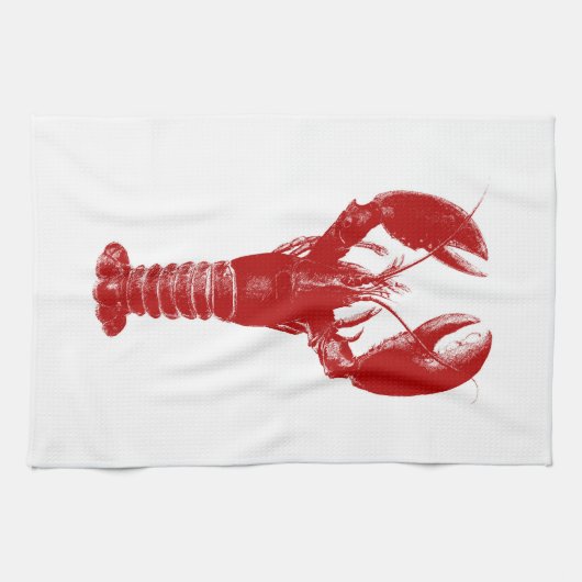 Deep Red Lobster op White Theedoek (Horizontaal)