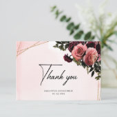 Deep Red maroon mauve blush burgundy gold lijst Bedankkaart (Staand voorkant)