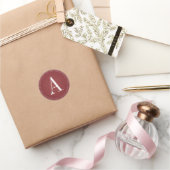 Deep Red/Maroon Monogram Initiaal Bruiloft Sticker (Geschenken)