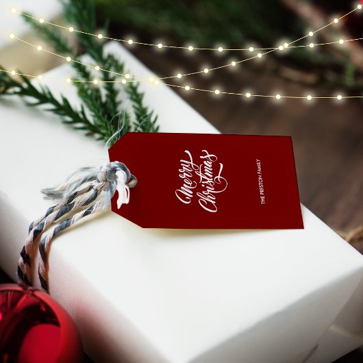 Deep Red Merry Christmas Cadeaulabel