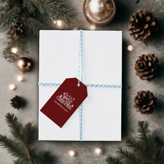 Deep Red Merry Christmas Cadeaulabel