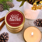 Deep Red Merry Christmas Classic Ronde Sticker