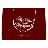 Deep Red Merry Christmas Groot Cadeauzakje (Voorkant)