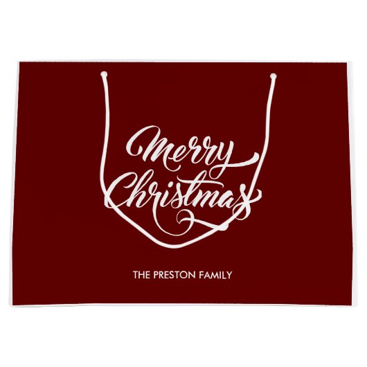 Deep Red Merry Christmas Groot Cadeauzakje (Voorkant)